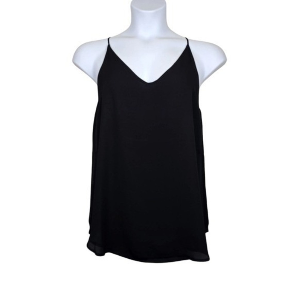 Loft Womens Sleeveless Black Chiffon Tank Top Size M NWT